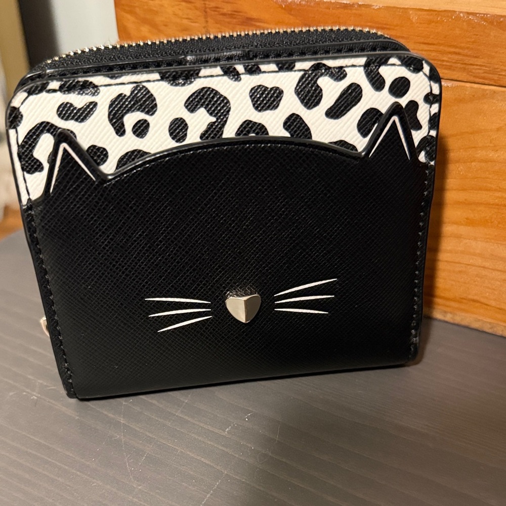 Kate Spade Meow Cat Small Zip Around Wallet - Picture 2 of 2